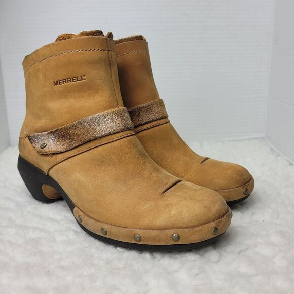 Merrell Luxe Mid Ankle Boots Women's 7 Bitter Brown Leather J68652 - Picture 1 of 8